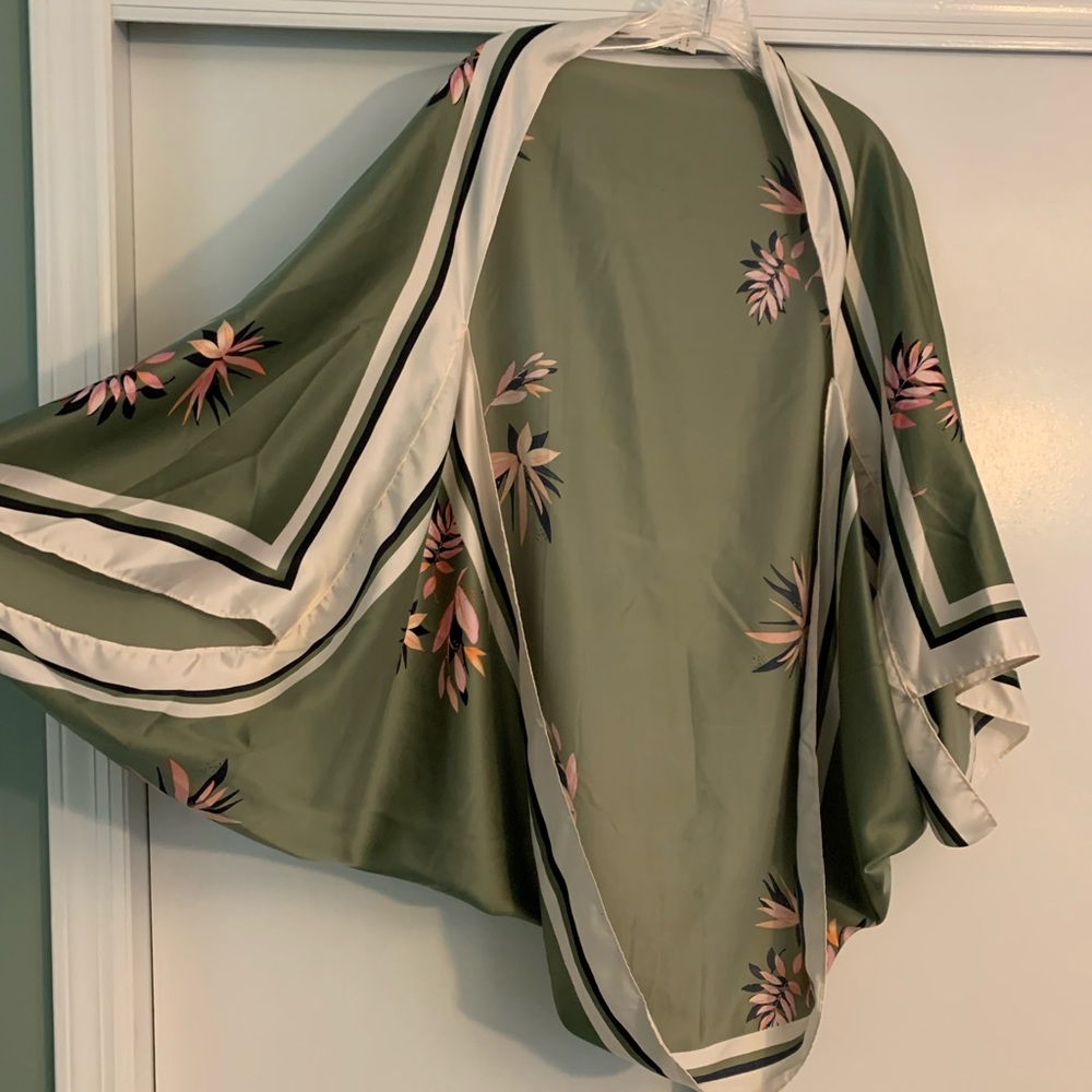 Silky floral poncho